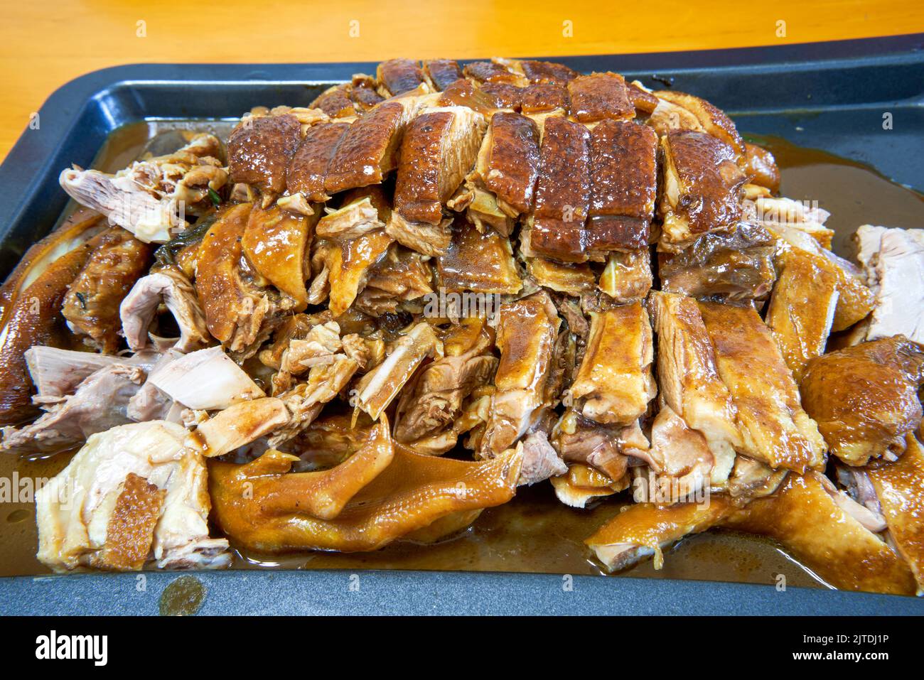 A plate of marinated duck in delicious and tempting sauce Stock Photo
