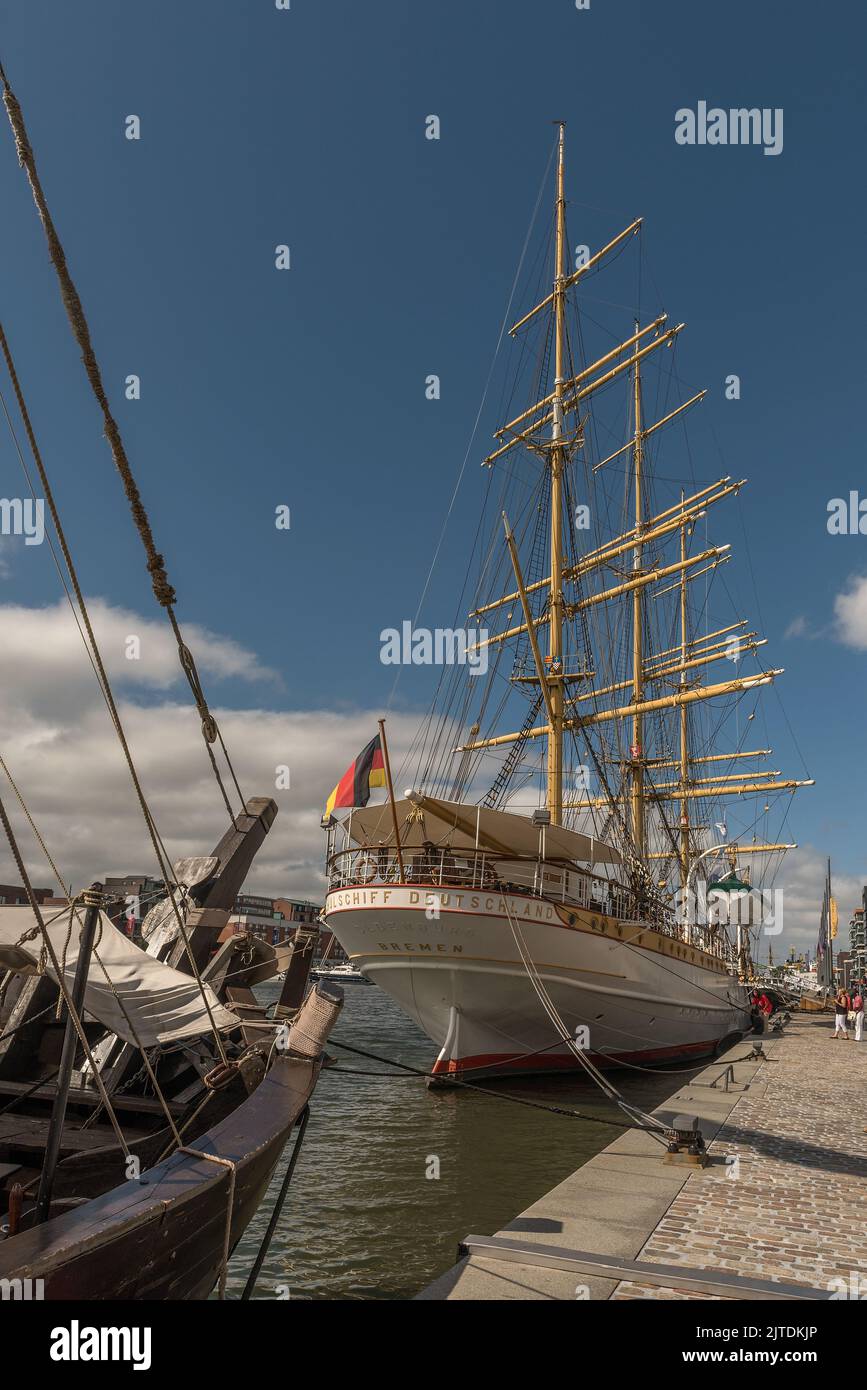 Sail training ship Germany in the new port, Bremerhaven Stock Photo