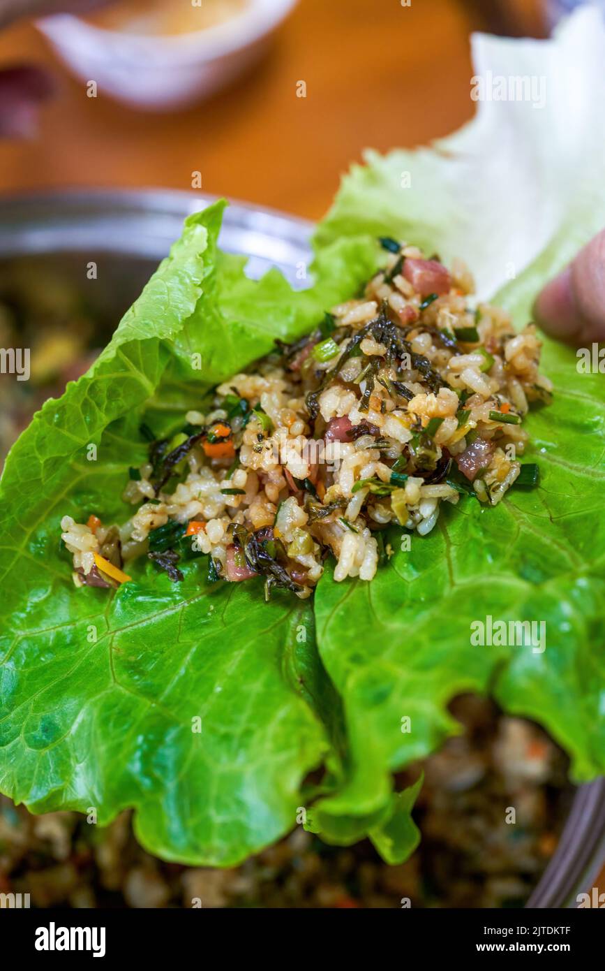 Cantonese traditional custom dishes, Baosheng, lettuce and rice Stock