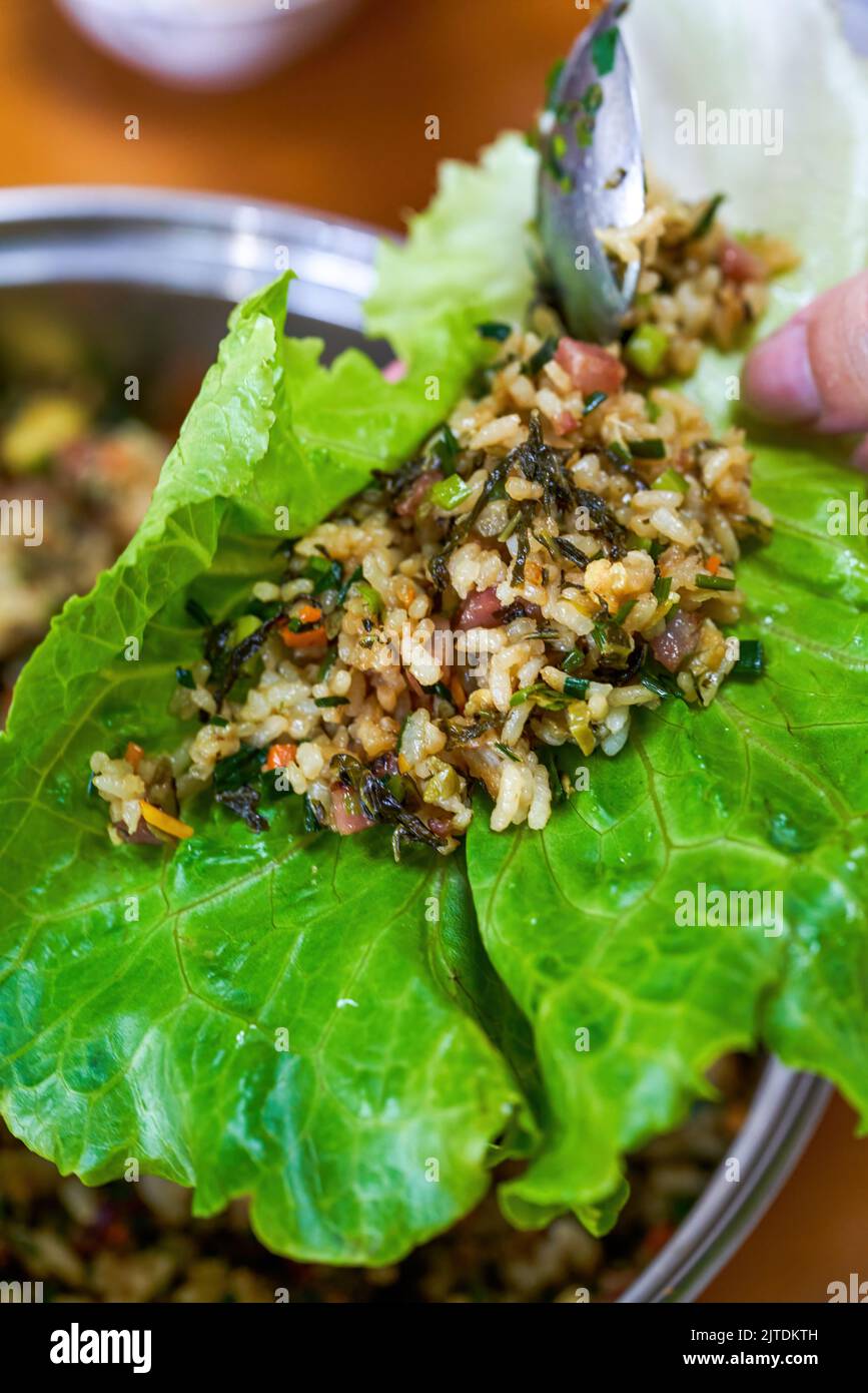 Cantonese traditional custom dishes, Baosheng, lettuce and rice Stock
