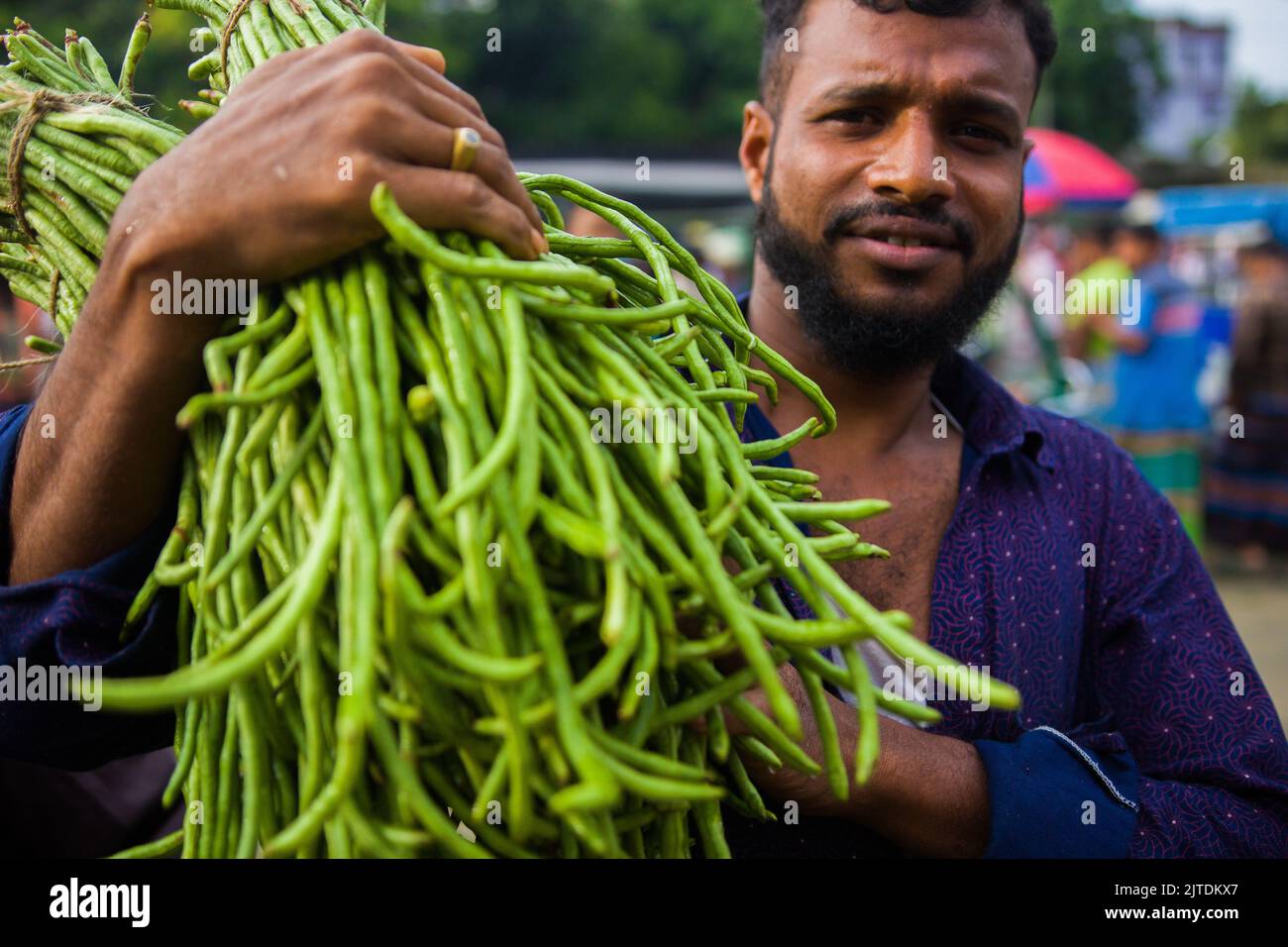 A scenery of a rural vegetable market at Kalatia, near Dhaka. Farmers