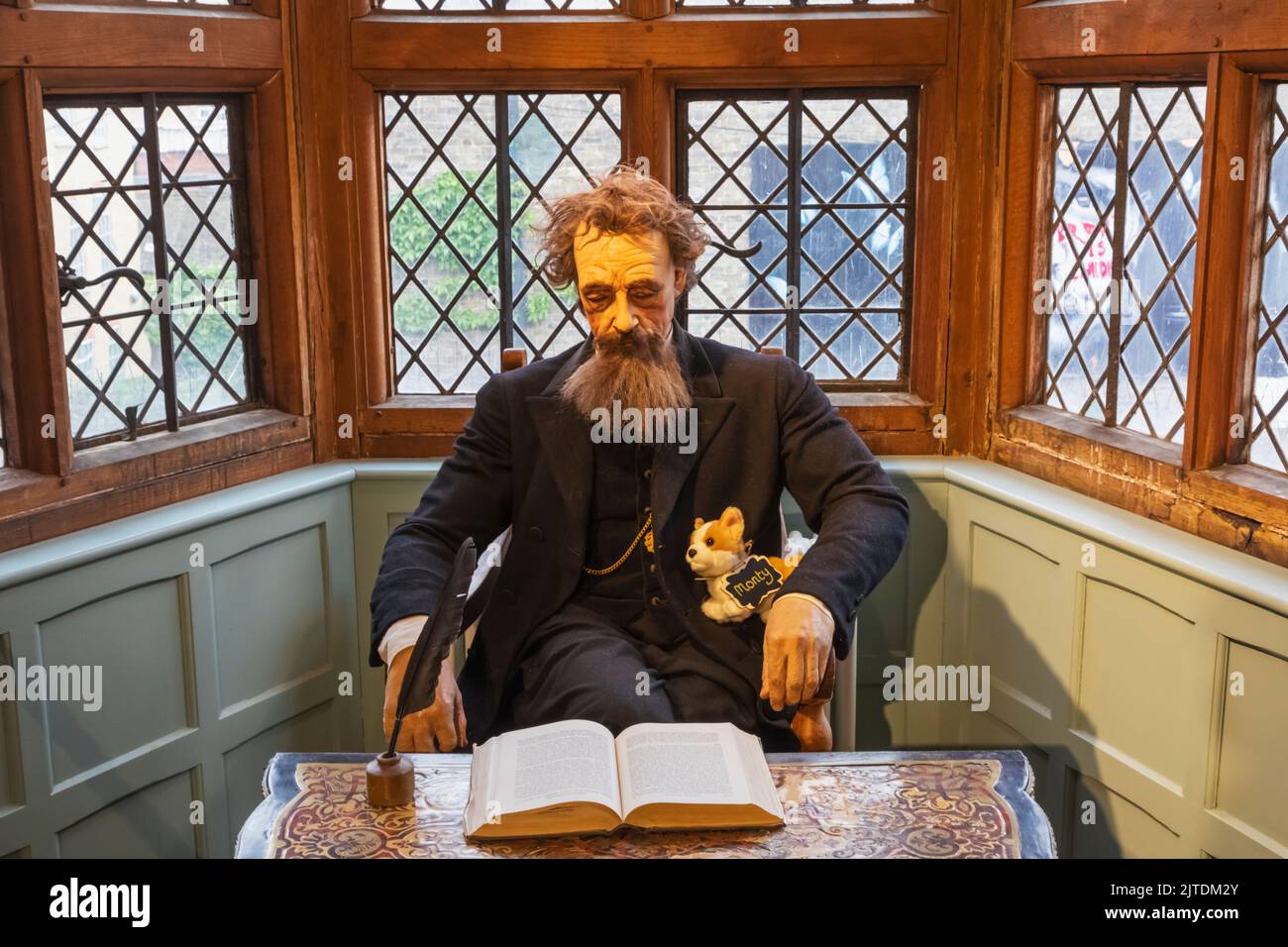 England, Kent, Rochester, Eastgate House, The Charles Dickens Room, Exhibit of Charles Dickens at his Desk Stock Photo