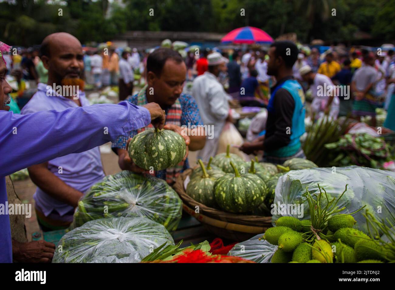 A scenery of a rural vegetable market at Kalatia, near Dhaka. Farmers