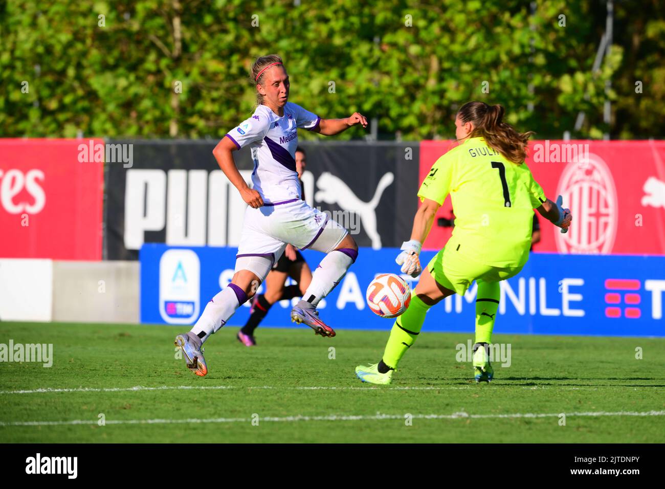 August 28, 2022, Milan, Italy: Kajan Bernarde of ACF Fiorentina celebrates  after scoring his team's second goal during AC Milan - ACF Fiorentina , 1st  turn of Serie A Femminile Tim 2022/23