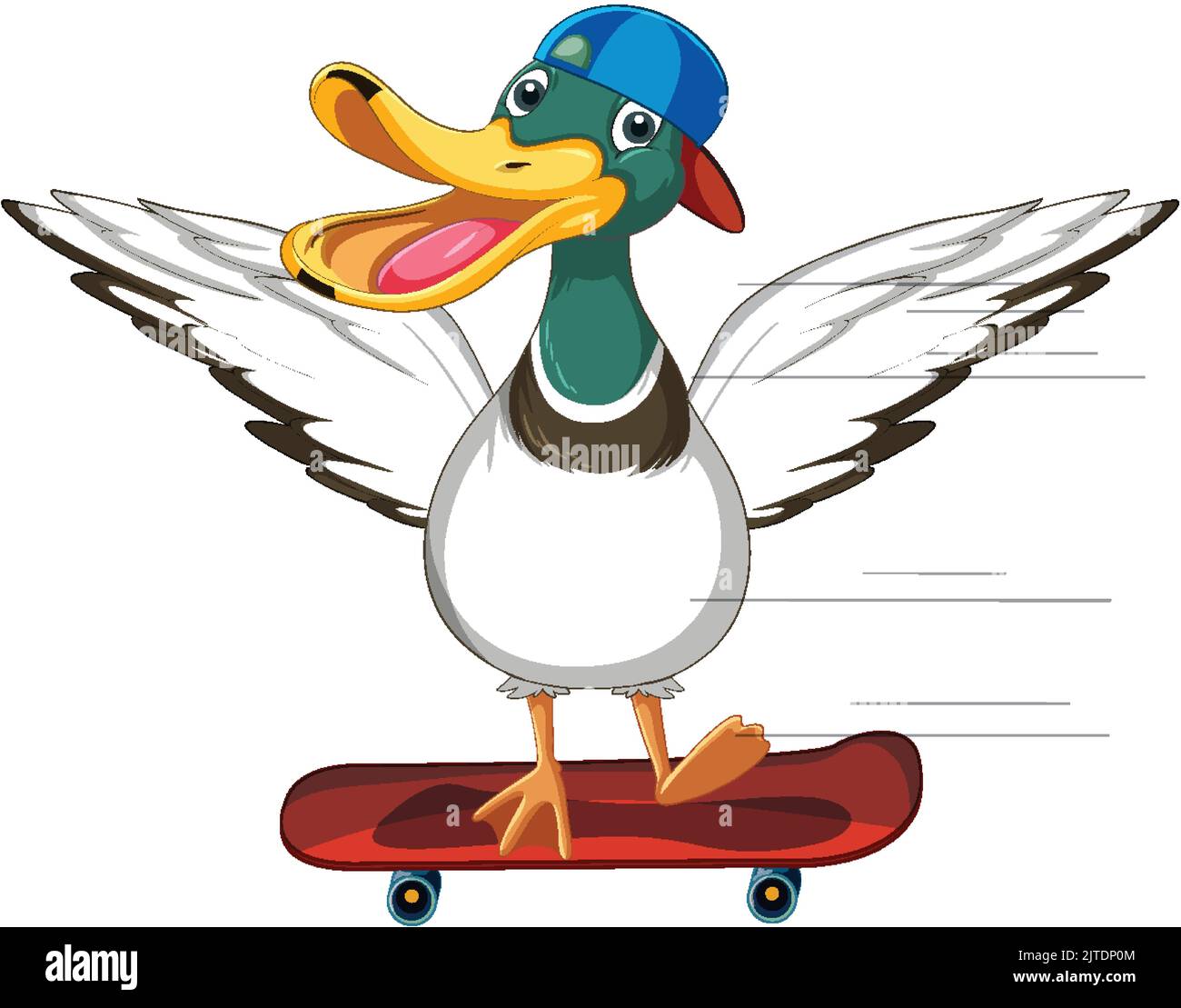 Cartoon duck on skateboard illustration Stock Vector Image & Art - Alamy