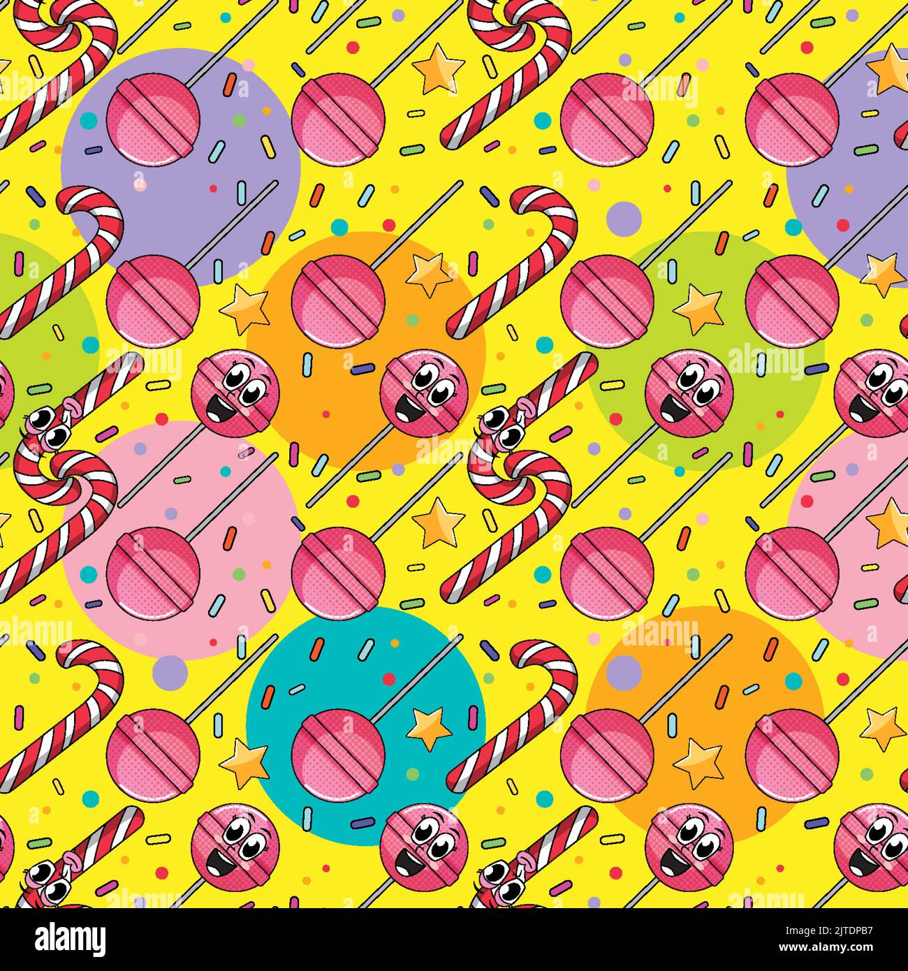 Sweet candy and lollipop seamless pattern illustration Stock Vector ...