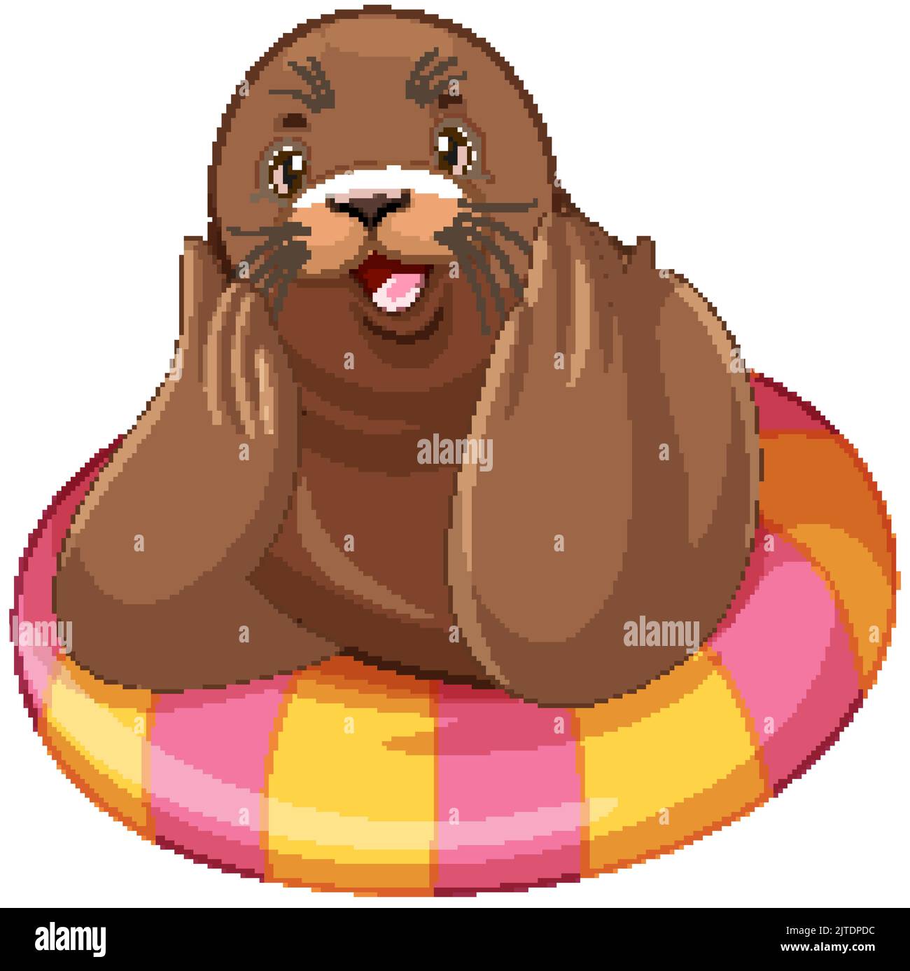 Sea lion wearing inflatable ring illustration Stock Vector Image & Art