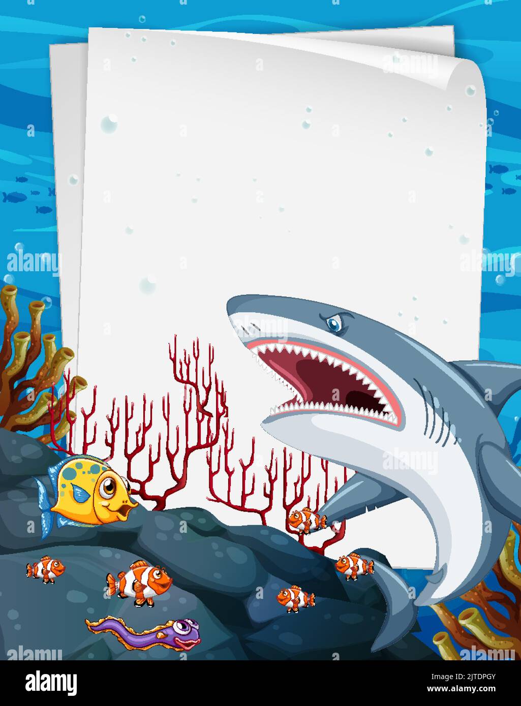 Underwater sea creatures border illustration Stock Vector Image & Art ...