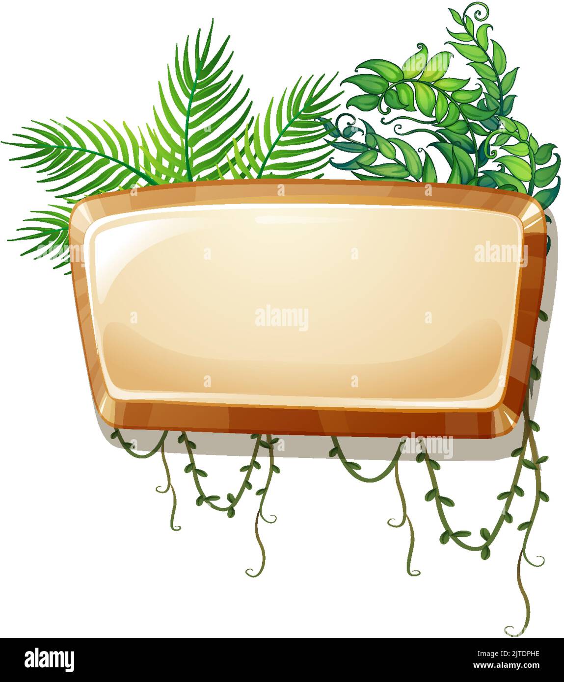 Wooden board template with tropical leaves illustration Stock Vector ...