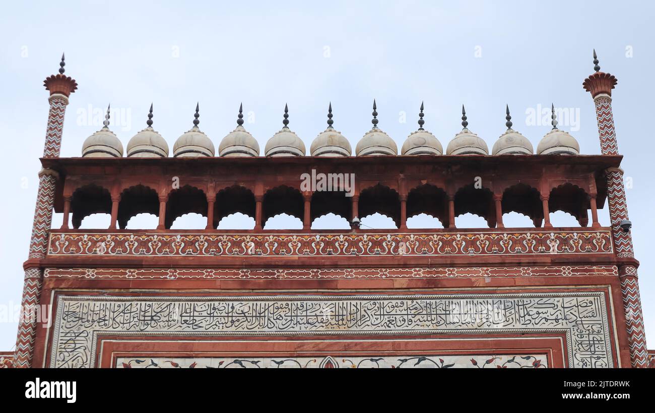 The Beautiful Architecture of Royal Mosque at Taj Mahal inside the Campus of Taj, Agra, India. Stock Photo
