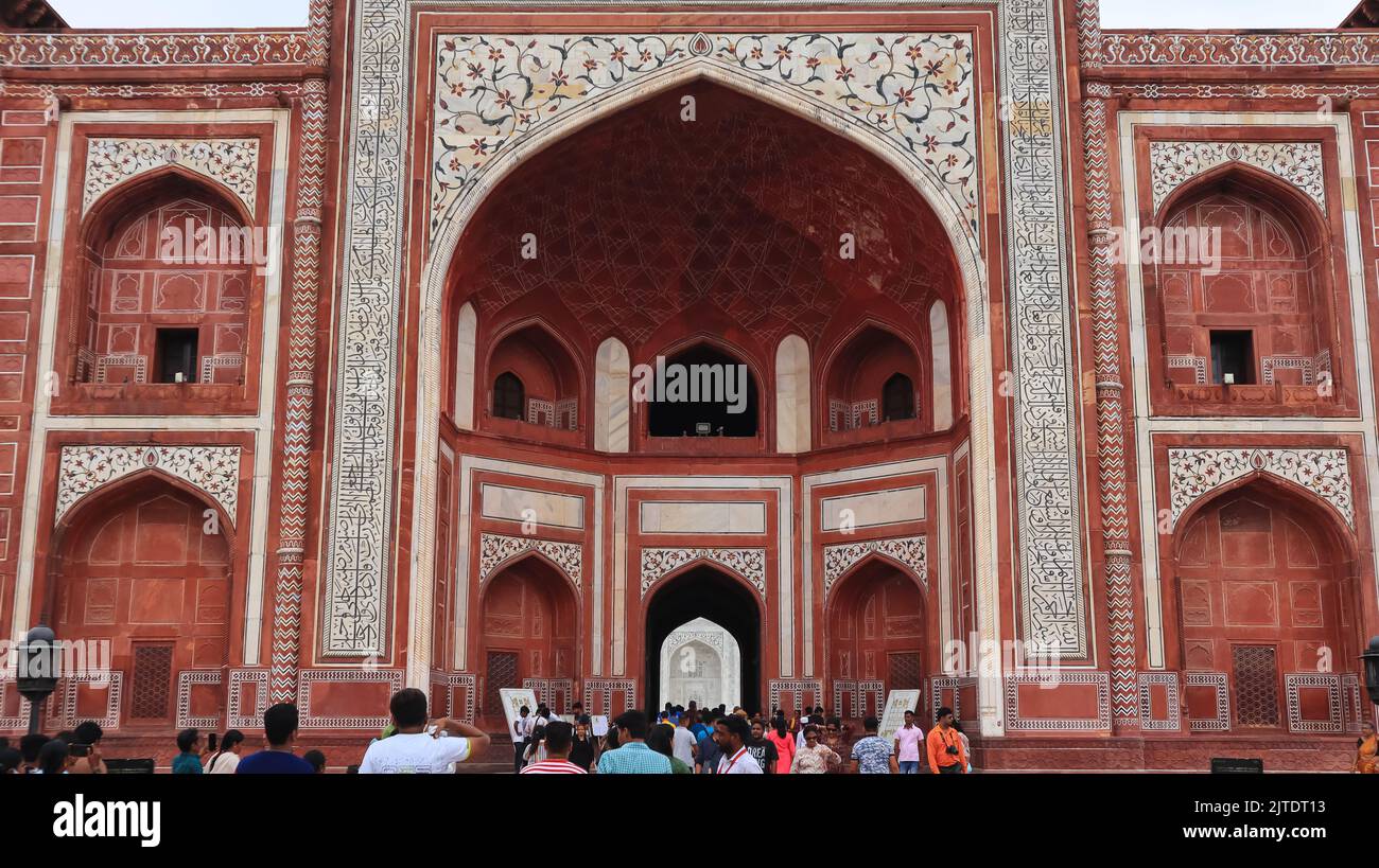 The Beautiful Architecture of Royal Mosque at Taj Mahal inside the Campus of Taj, Agra, India. Stock Photo