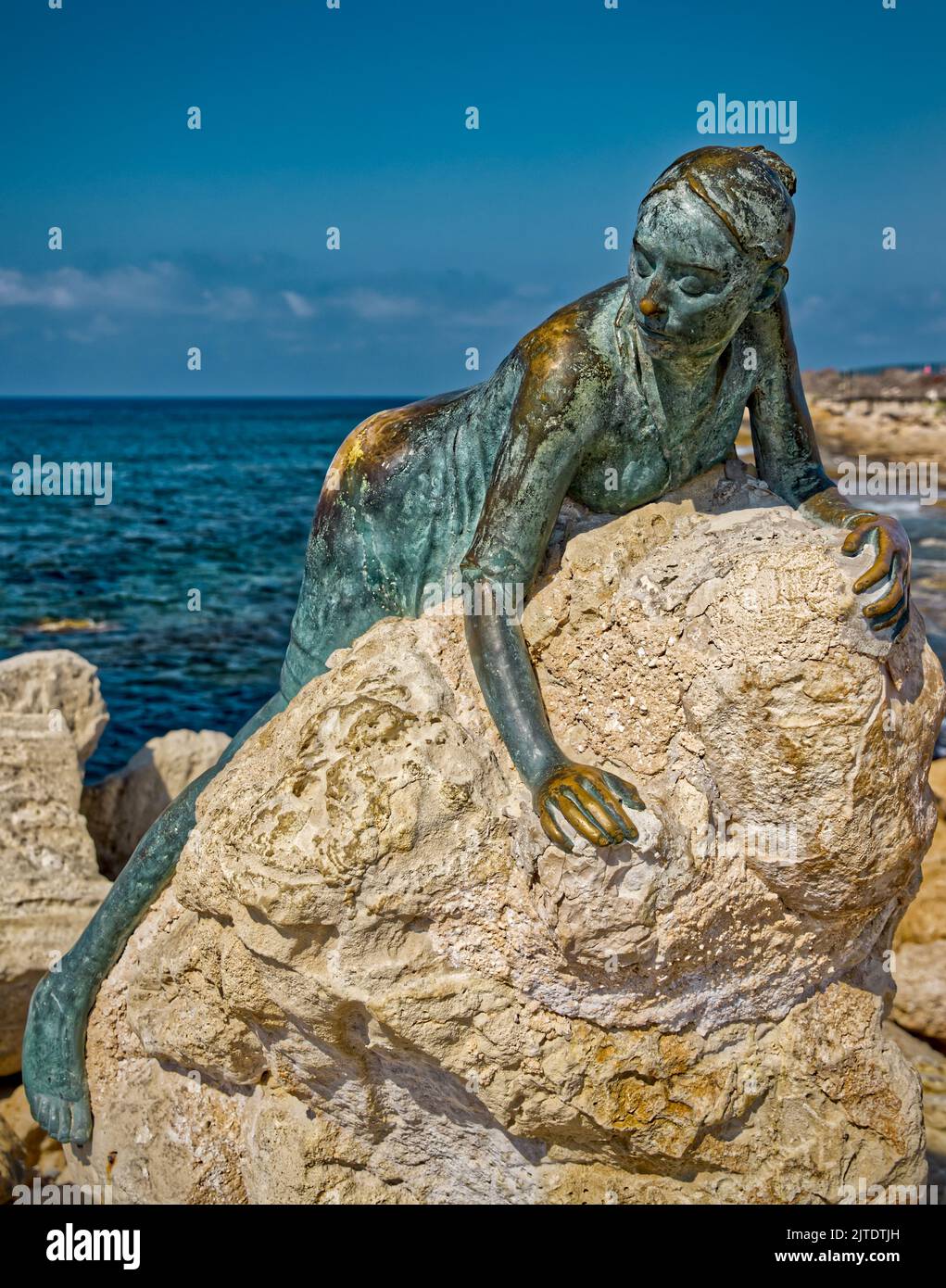 Aphrodite emerging from the sea near Paphos harbour Stock Photo