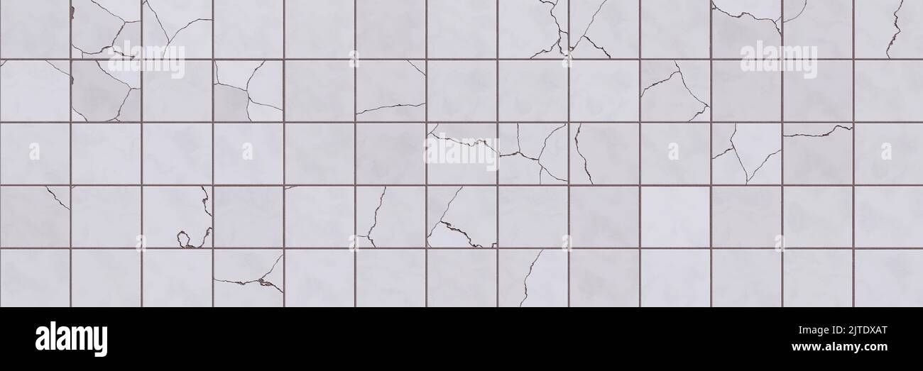 White grey ceramic tiles texture abstract background, Broken bathroom
