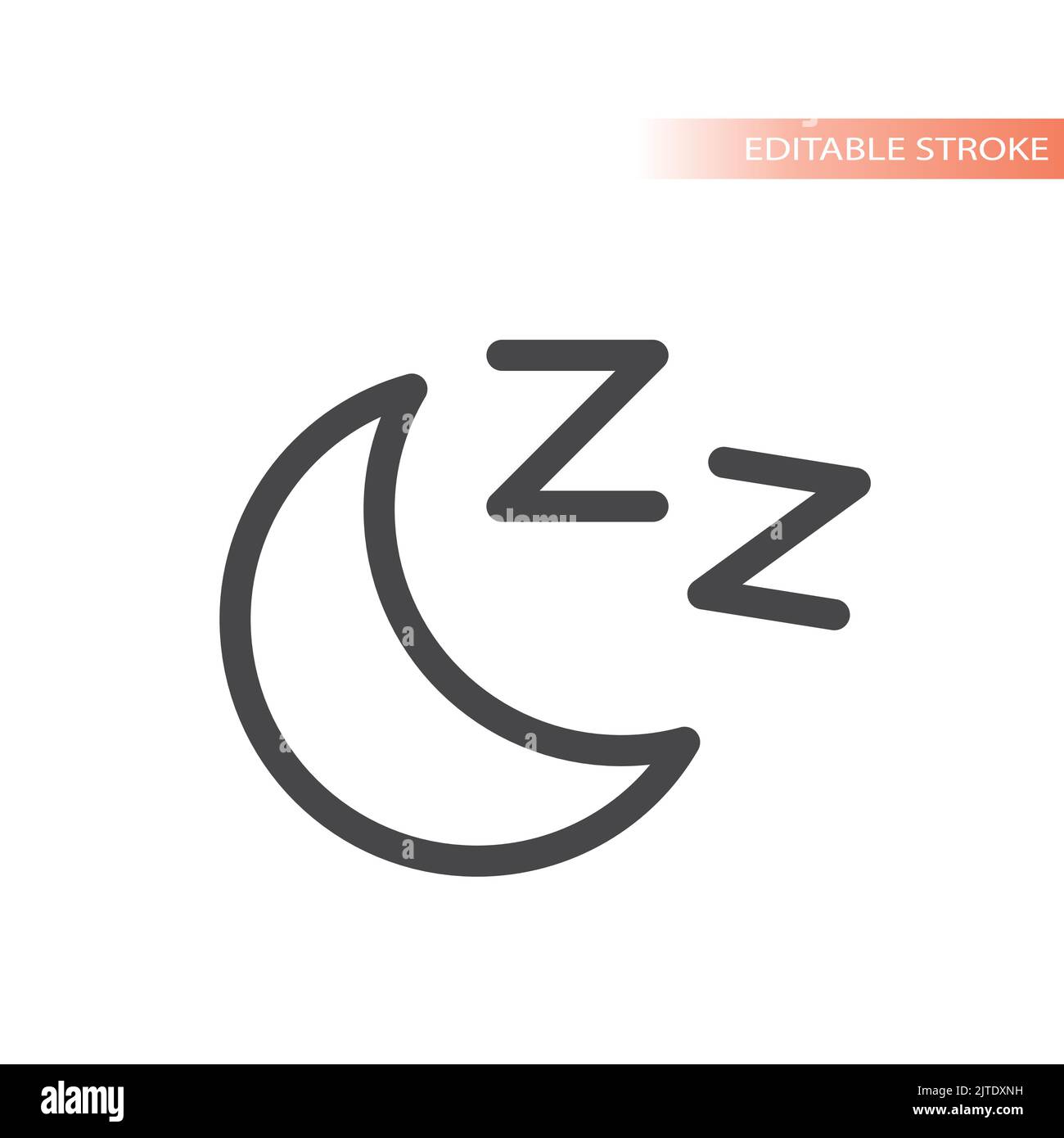 Night sleep line vector icon. Moon and the letter z outlined symbol. Stock Vector
