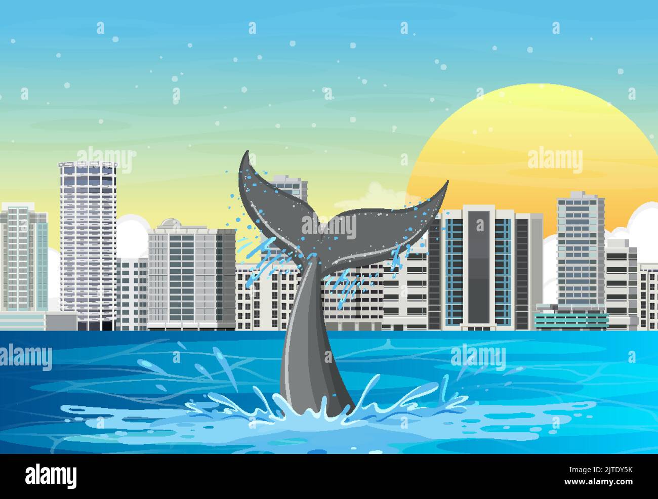 Tail of whale in the water illustration Stock Vector Image & Art - Alamy