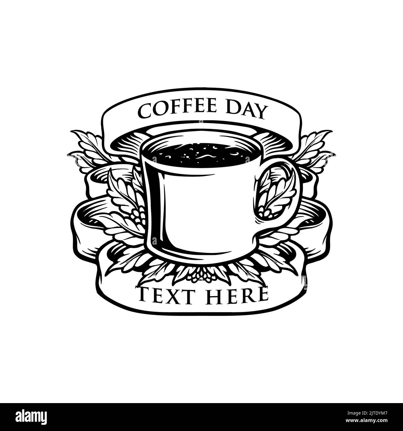 Coffee Day Glass Banner Shield Vintage Logo Vector illustrations for