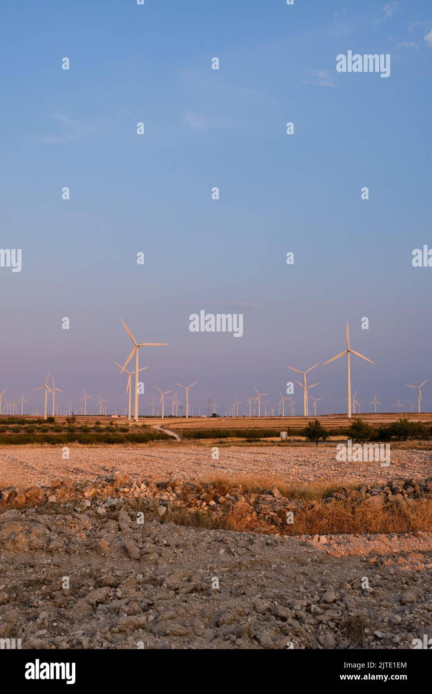 Wind turbines at the wind farm in Zaragoza, Spain Stock Photo Alamy