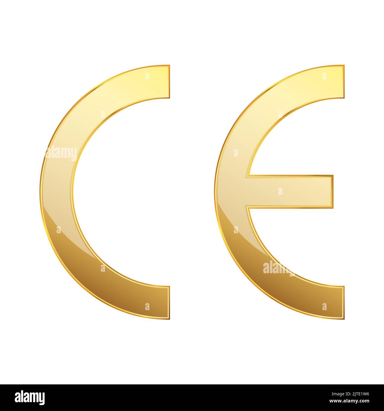 CE mark gold symbol. CE symbol isolated on white background. Gold vector icon. European conformity certification mark. Stock Vector