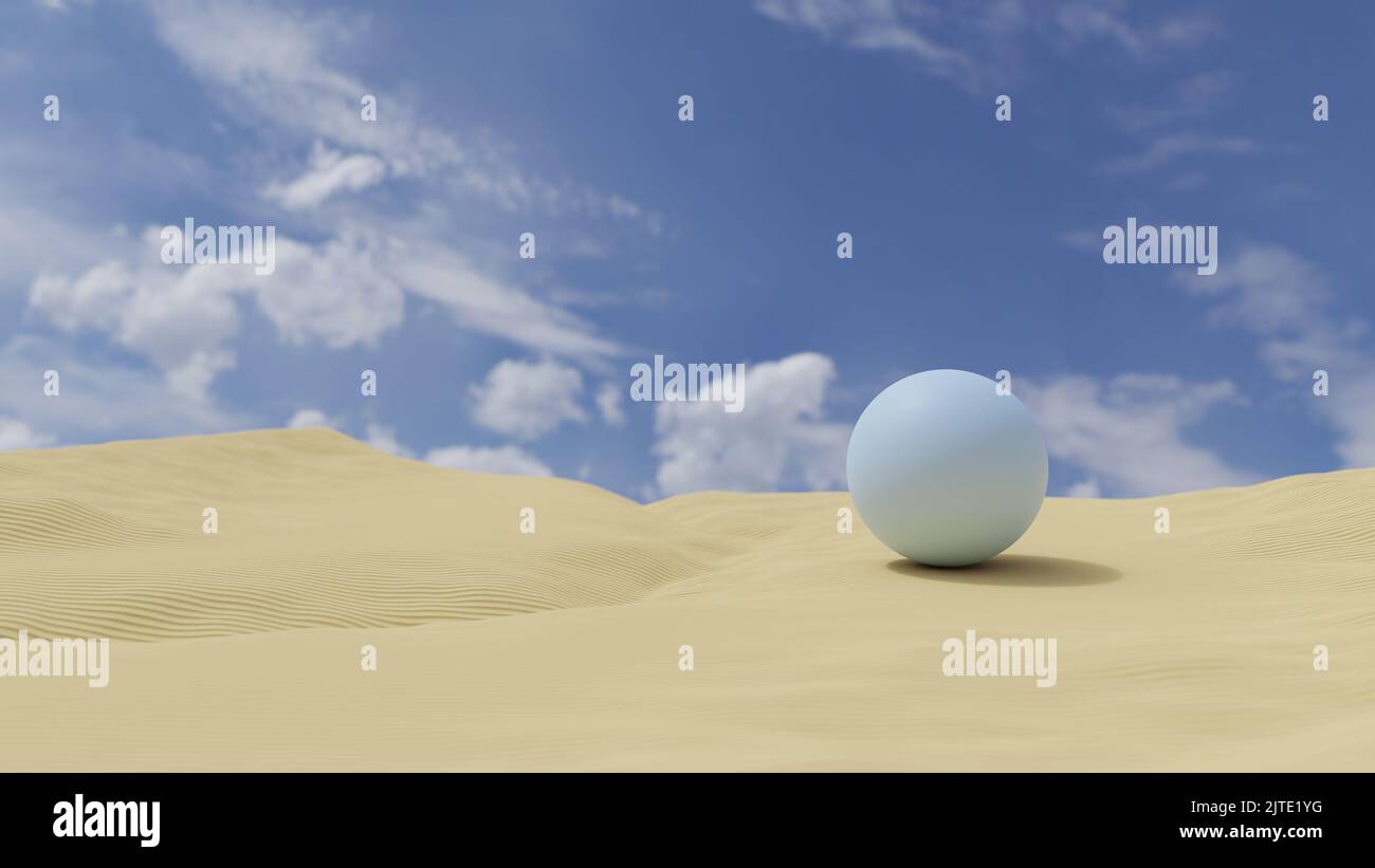 abstract blue sphere in the desert, 3d render Stock Photo - Alamy