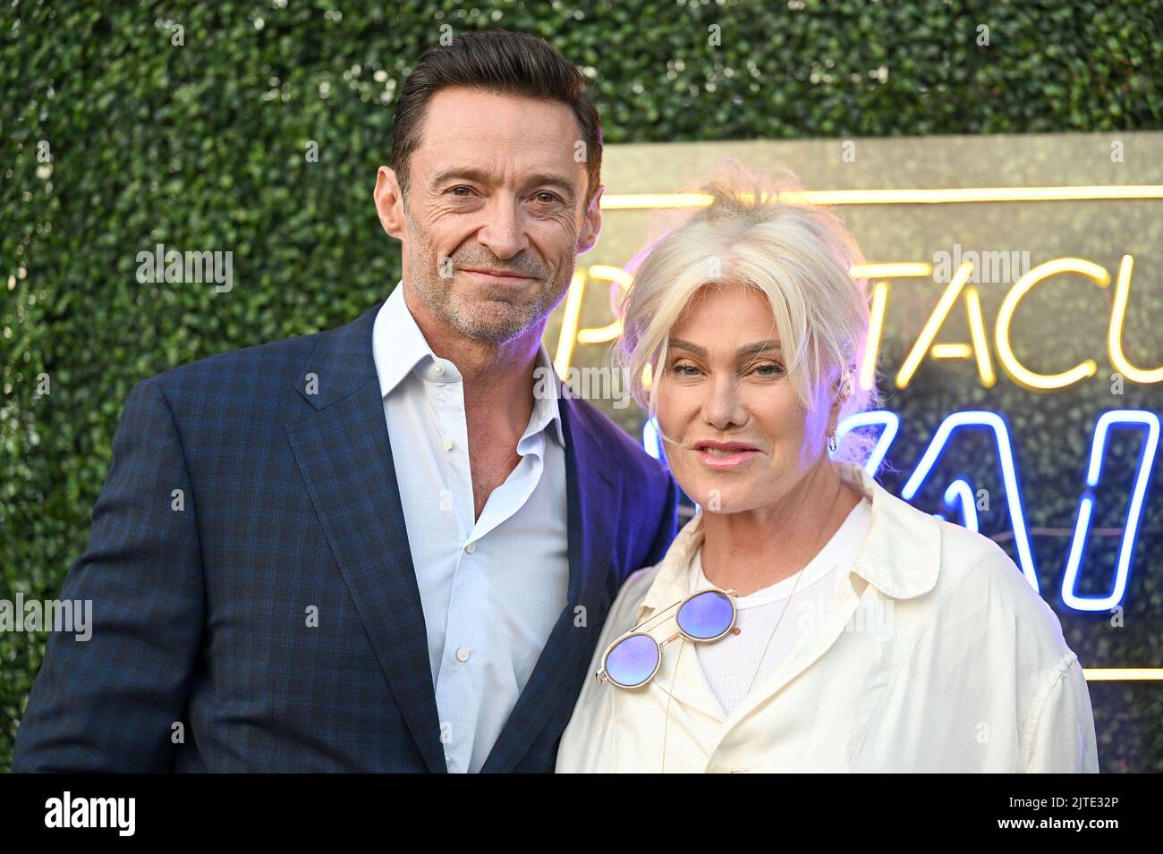 New York, USA. 29th Aug, 2022. (L-R) Hugh Jackman and wife Deborra-Lee Furness attend the Serena Williams evening tennis match at the USTA Billie Jean King National Tennis Center in Flushing Meadow Corona Park in the Queens borough of New York City, August 29, 2022. Mrs. Williams announced in August that she plans to retire from the sport of tennis. (Photo by Anthony Behar/Sipa USA) Credit: Sipa USA/Alamy Live News Stock Photo
