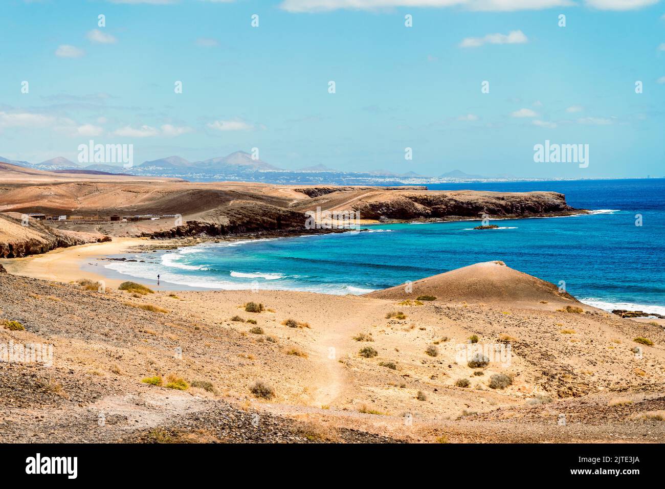 Landscape of beach called Caleta del Congrio in Los Ajaches National Park at Lanzarote, Canary Islands, Spain Stock Photo