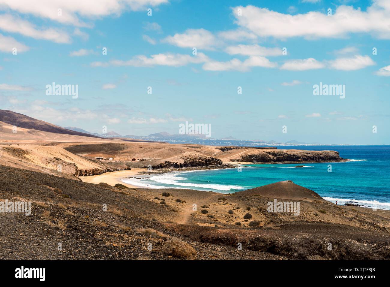 Landscape of beach called Caleta del Congrio in Los Ajaches National Park at Lanzarote, Canary Islands, Spain Stock Photo