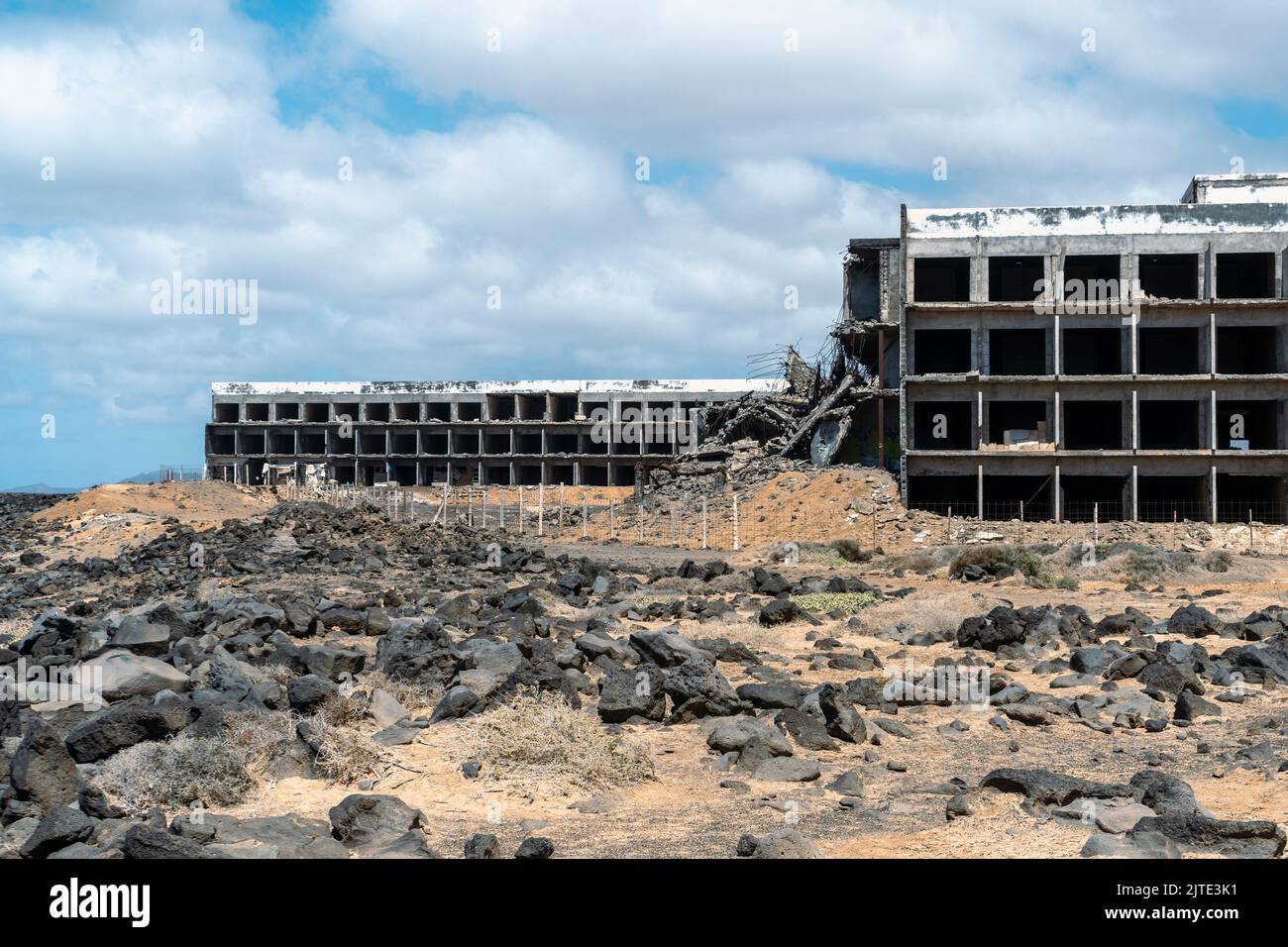 Abandoned ruined buildings in the south of Lanzarote, Canary Islands, Spain Stock Photo