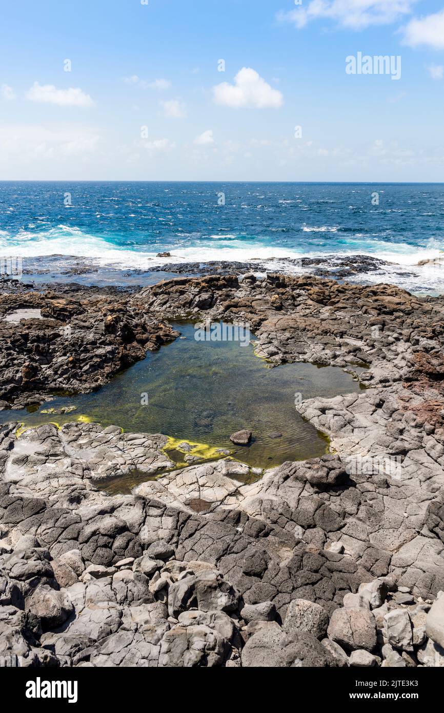 Natural pools Charcones with green algae in Lanzarote, Canary Islands, Spain Stock Photo
