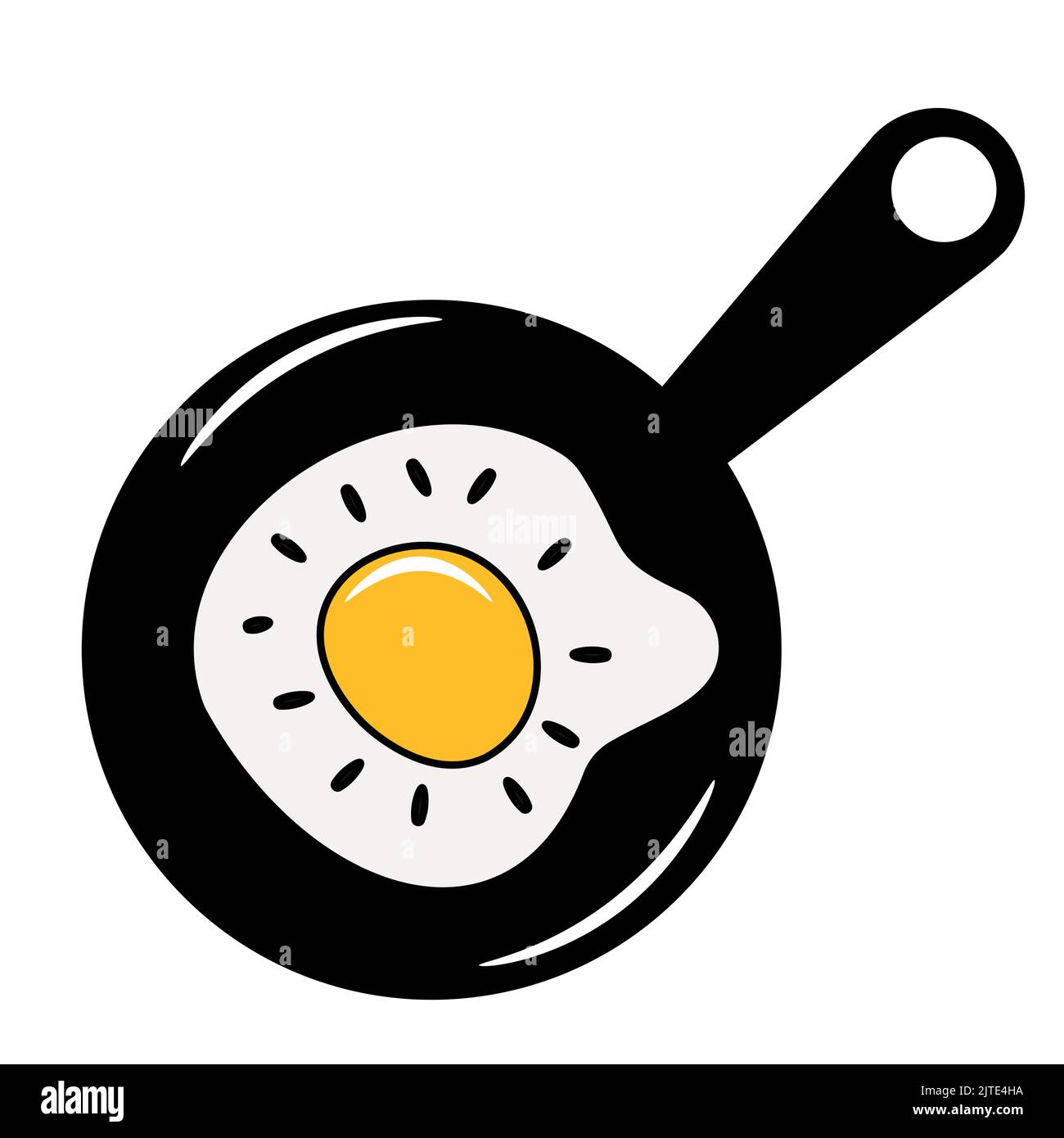Fried egg breakfast  vector graphic design in frying pan. Stock Vector