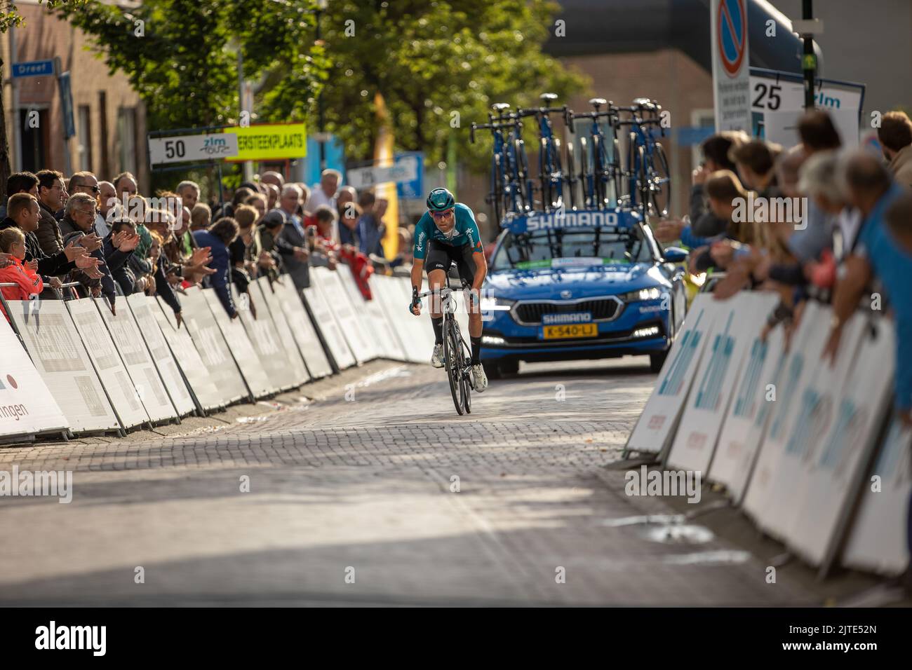 KAPELLE THE NETHERLANDS - June 8:  Wesley Mol (Bike Aid) of The Netherlands took an early lead in his hometown Kapelle during stage 1, KAPELLE - KAPEL Stock Photo