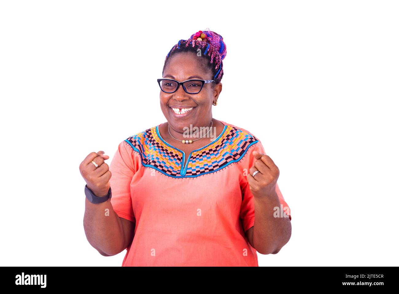 Woman wearing glasses braids hi-res stock photography and images - Alamy