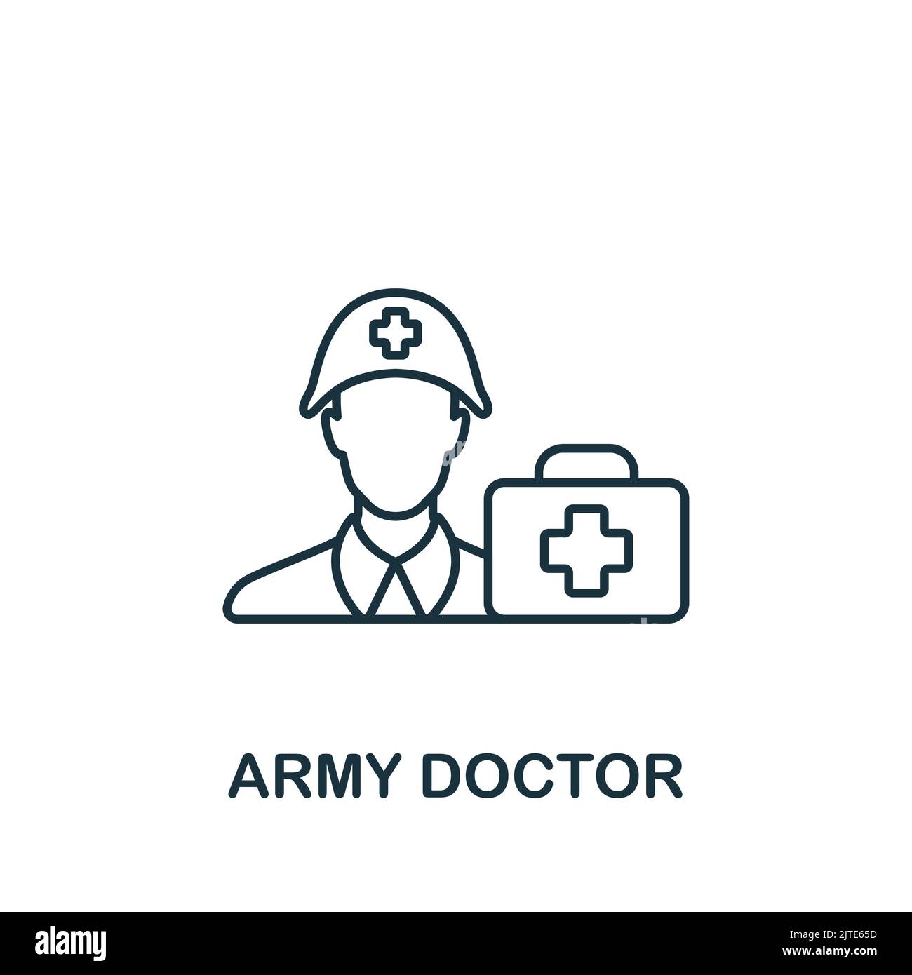Army Doctor icon. Line simple line War icon for templates, web design and infographics Stock Vector