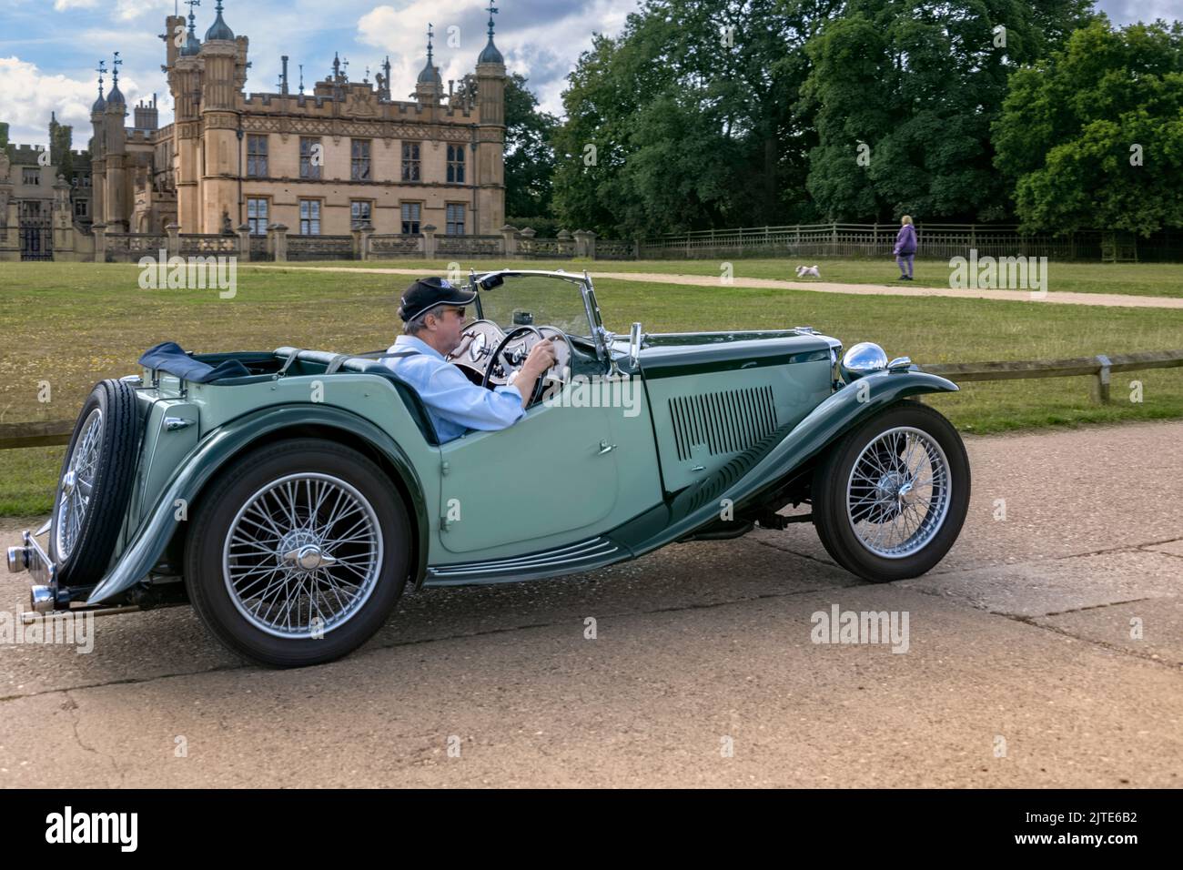 1938 MG TA Midget Classic Car driving to the Classic Car Show Knebworth