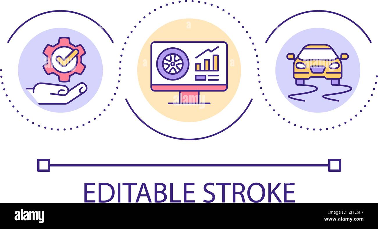 Wheel quality studying loop concept icon Stock Vector