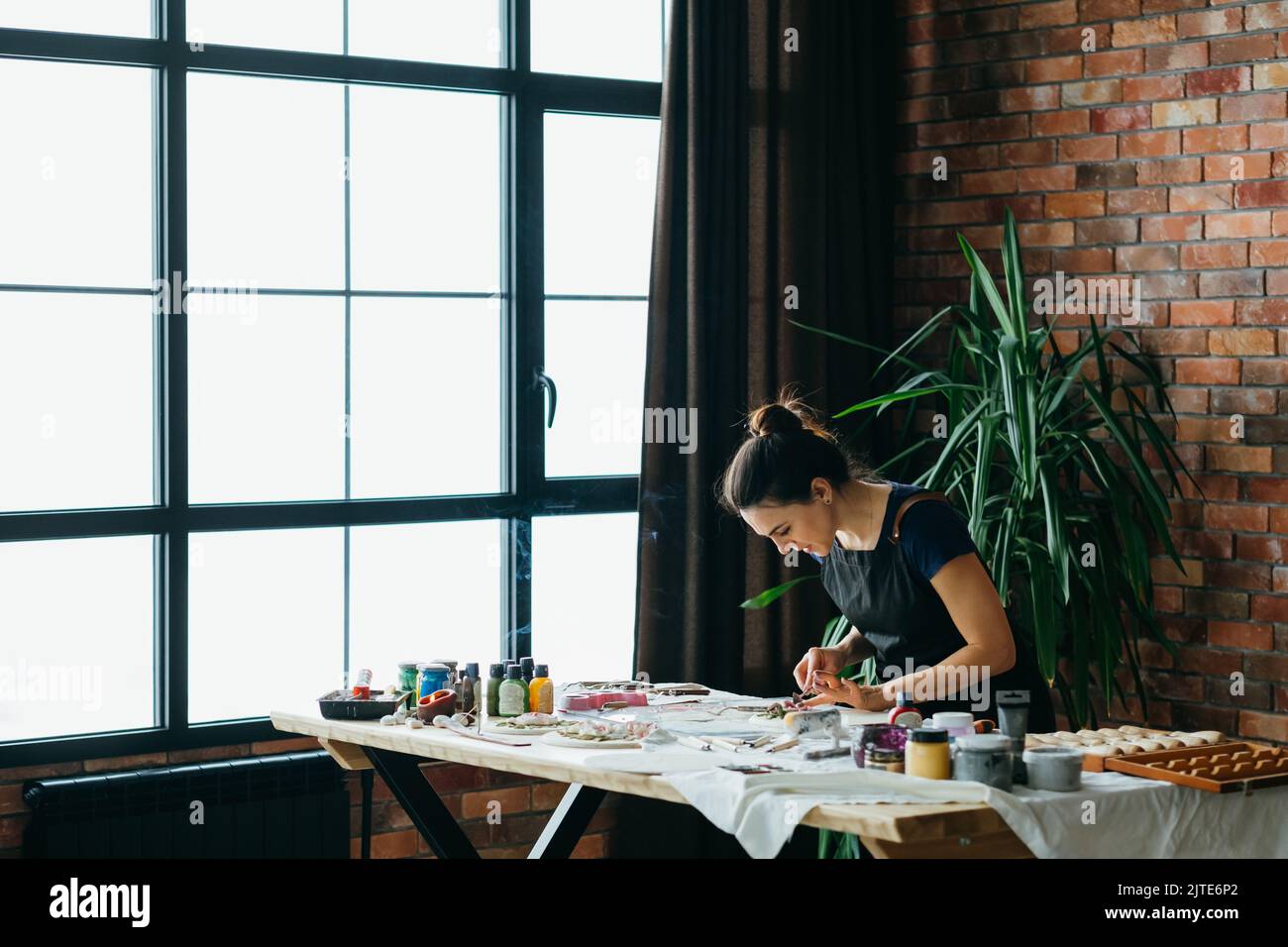 artist studio handicraft artwork woman tools Stock Photo Alamy