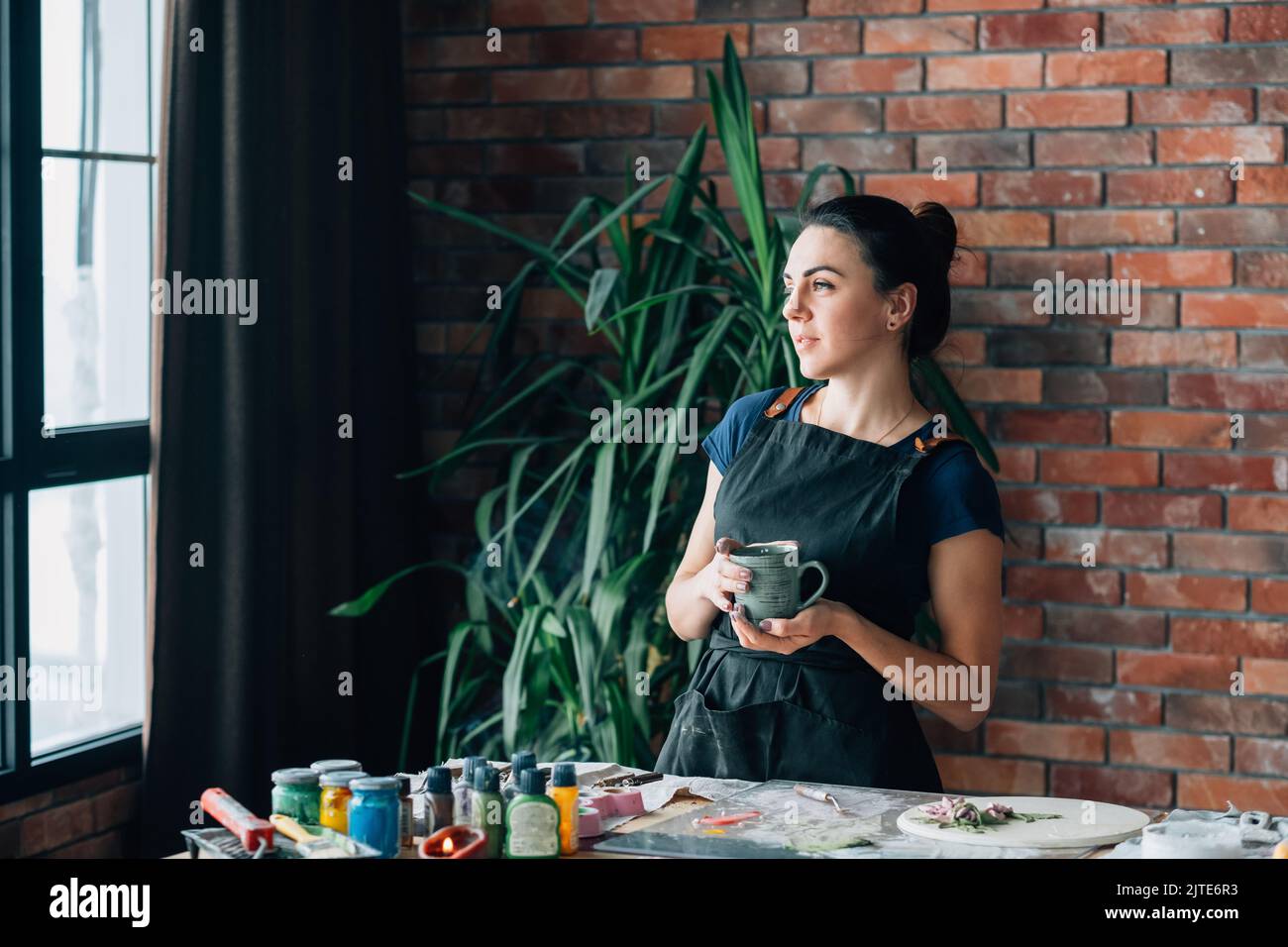 Break Time Rest Relaxation Contemplation Woman Art Stock Photo Alamy