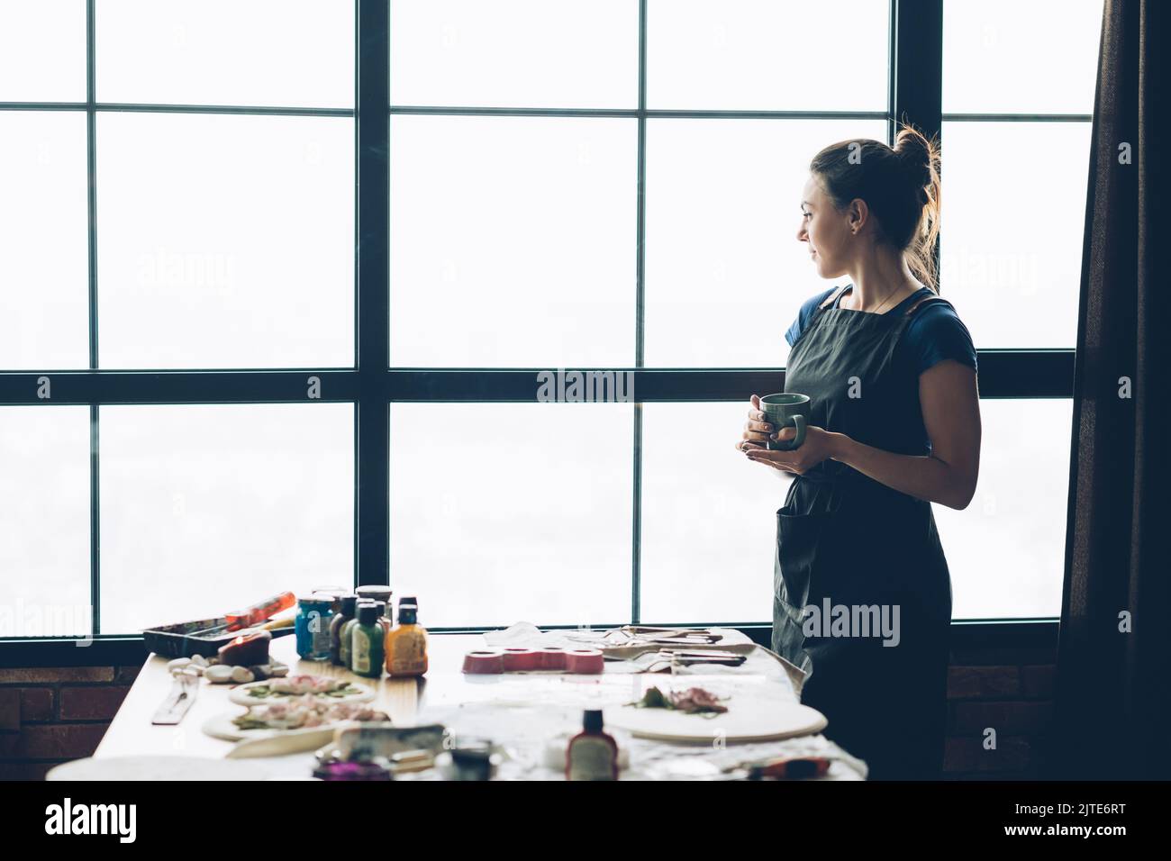 Break Time Rest Relaxation Contemplation Woman Art Stock Photo Alamy