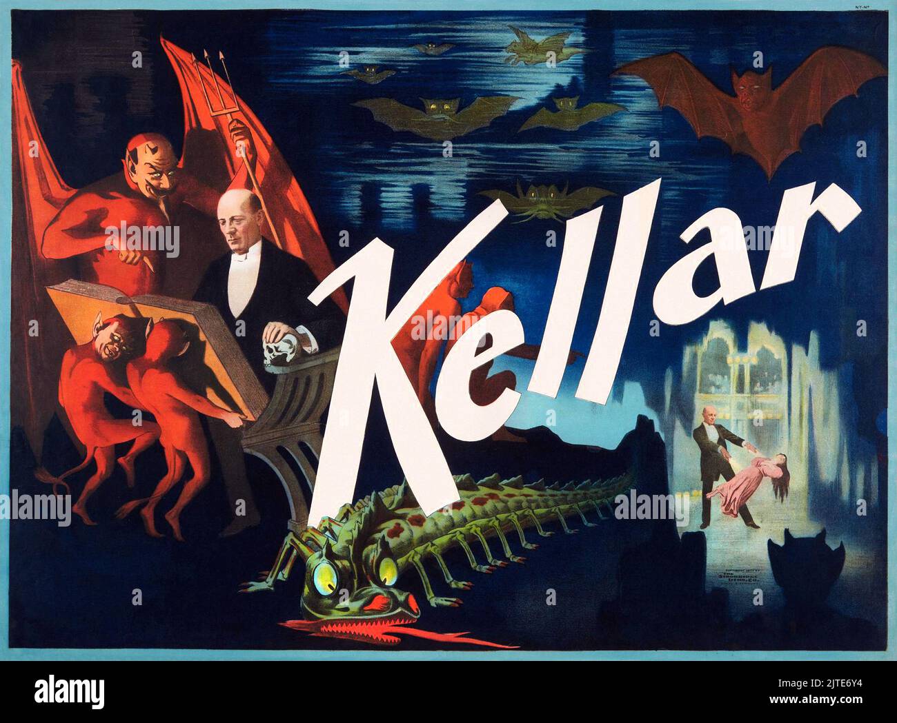 Vintage 1920s Magician Poster - Kellar. Harry Kellar the magician Stock Photo