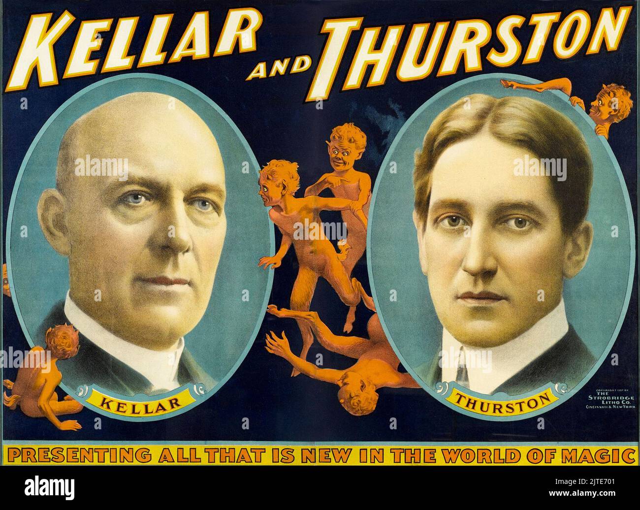Vintage 1920s Magic Poster - Kellar and Thurston. Magicians  Harry Kellar and Howard Thurston Stock Photo