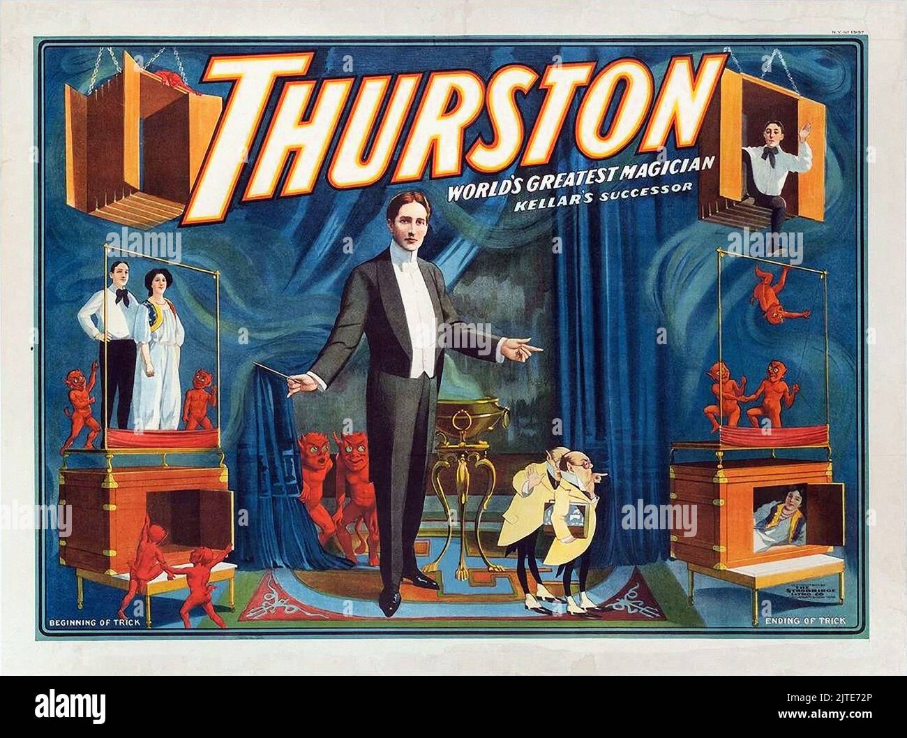 Vintage 1920s Magician Poster - Thurston The Great Magician Stock Photo