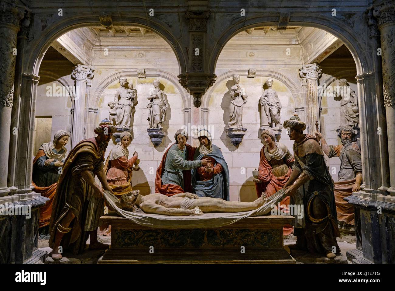 France, Cher (18), Bourges, St Etienne cathedral, UNESCO world heritage, the crypt, entombment Stock Photo