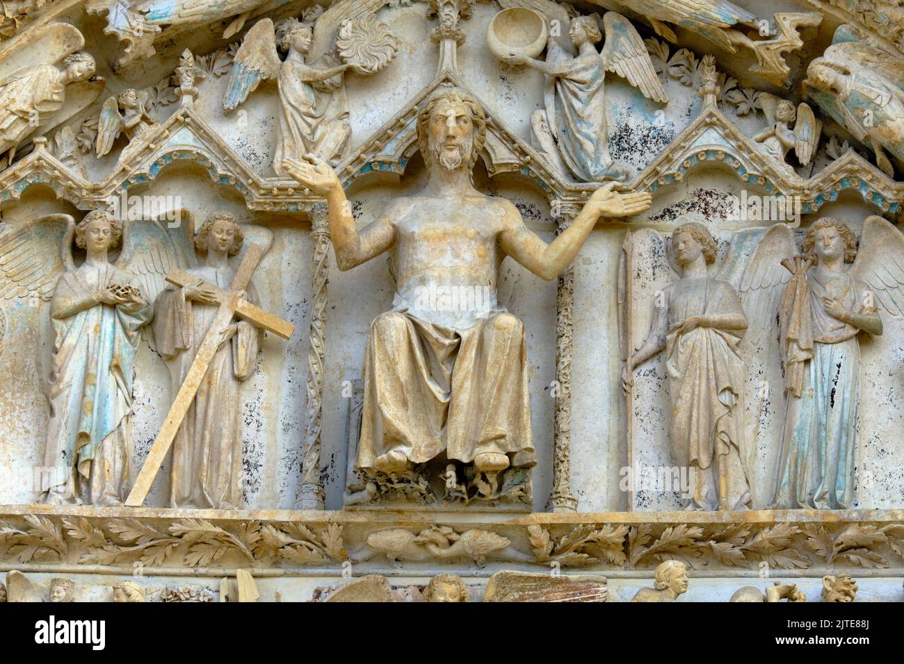 France, Cher (18), Bourges, St Etienne cathedral, UNESCO world heritage, The Last Judgement, Western portal Stock Photo