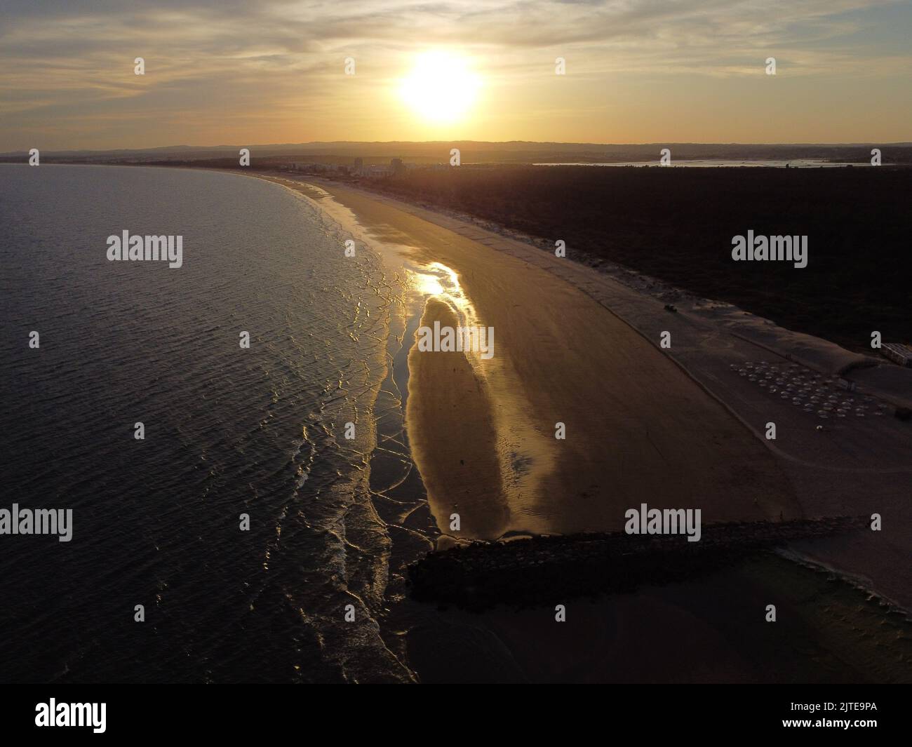 An aerial view of the beach on a sunset Stock Photo - Alamy