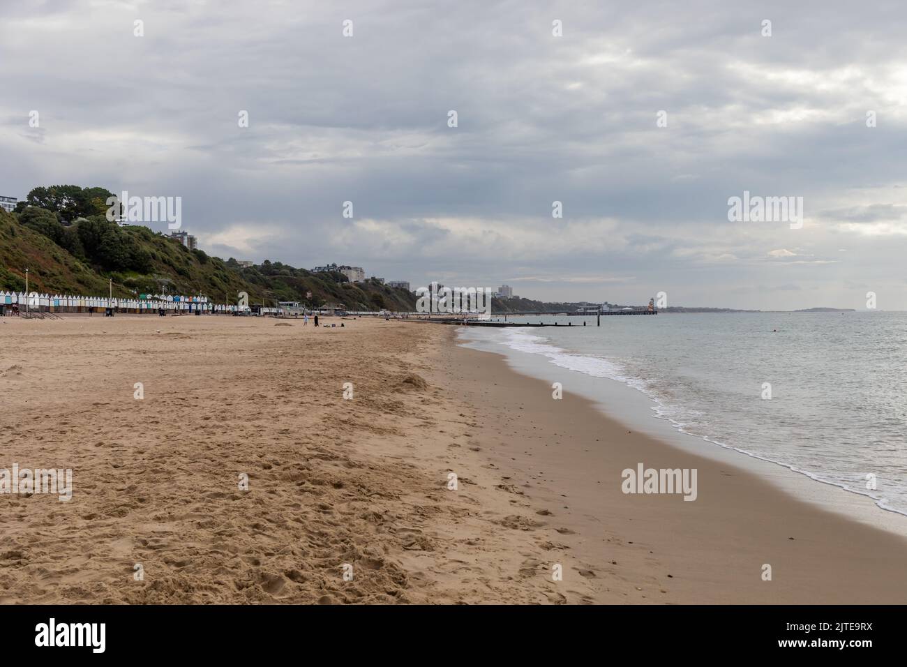 Alum Chine beach on a cloudy late summers morning, Bournemouth, Dorset, England Stock Photo