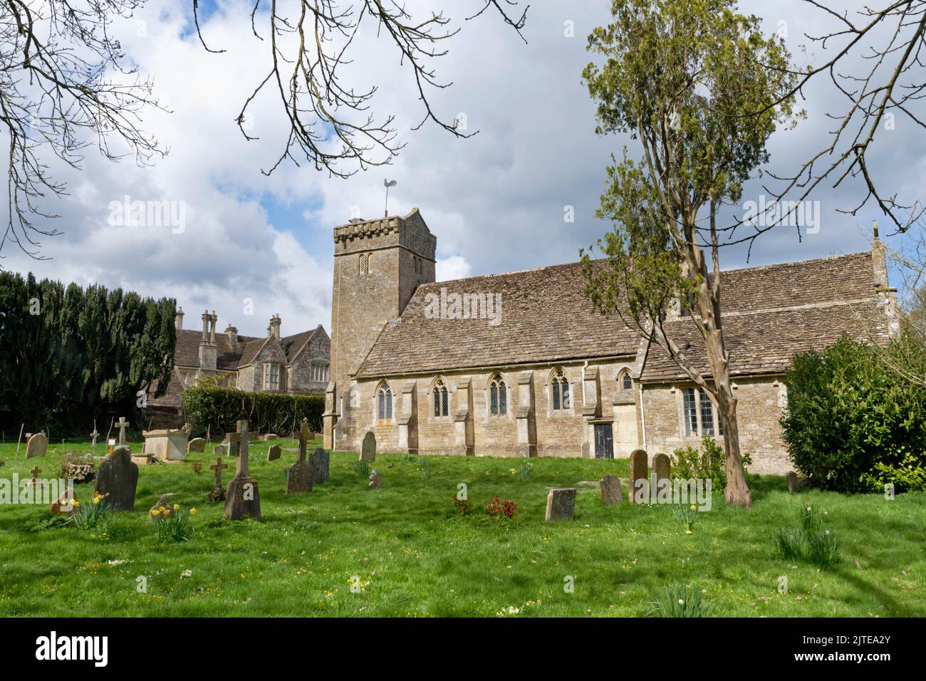 St. Michael’s Church, Monkton Farleigh, Wiltshire, UK, April 2021. Stock Photo