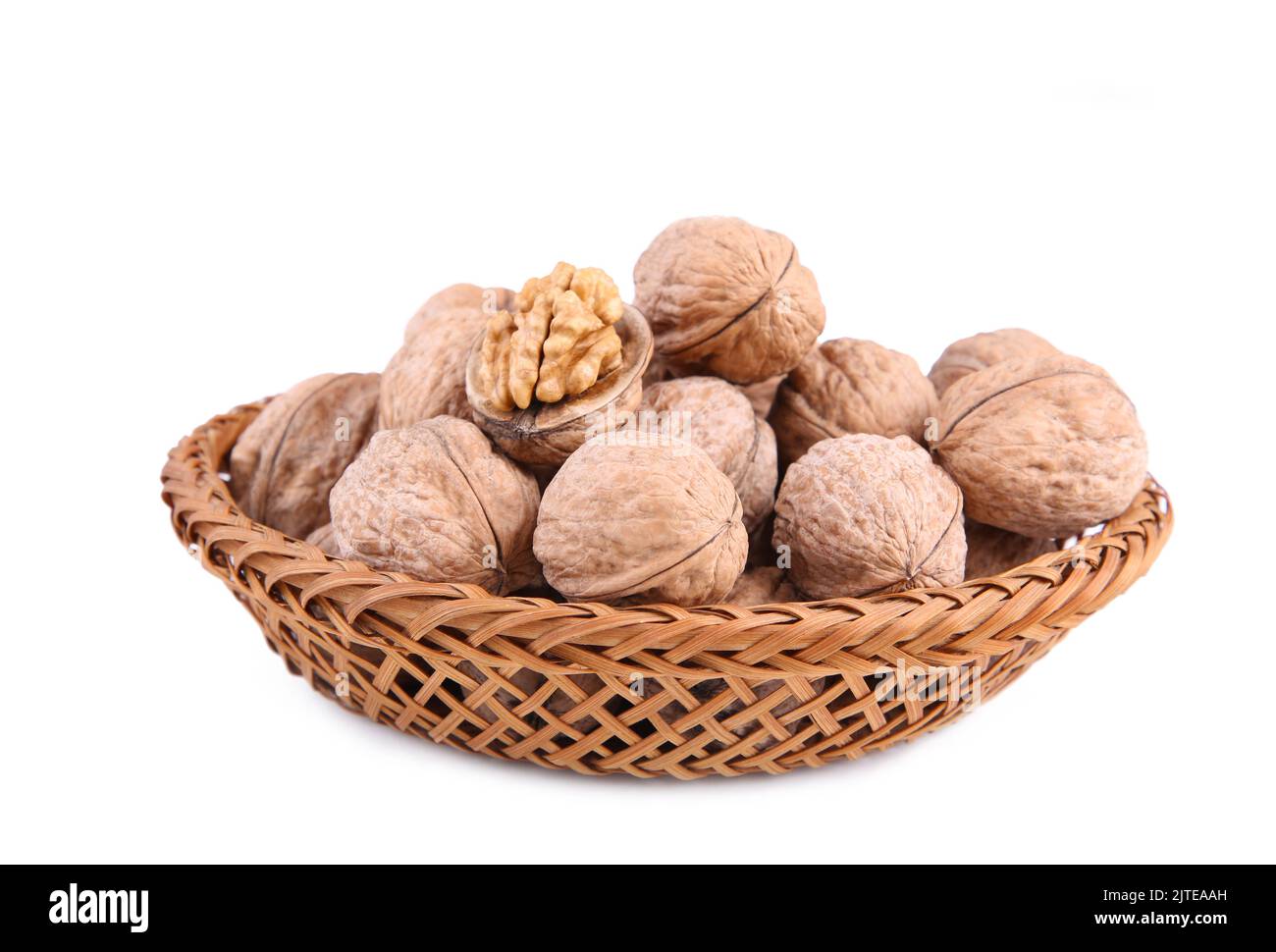 Fresh walnuts in closeup isolated on white background Stock Photo