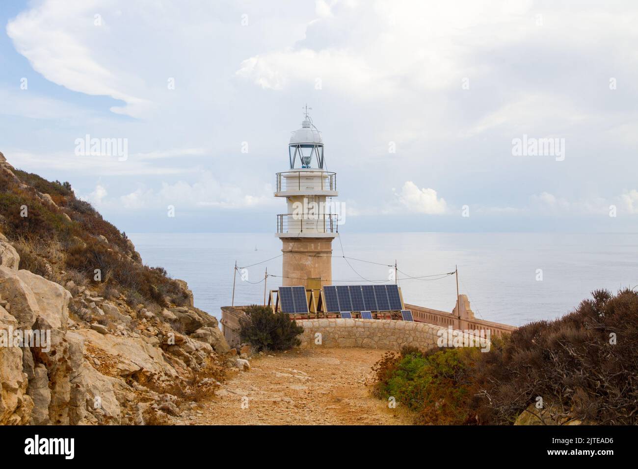 Lighthouse, Far de Tramuntana trail, Dragonera Island, Mallorca, Spain Stock Photo