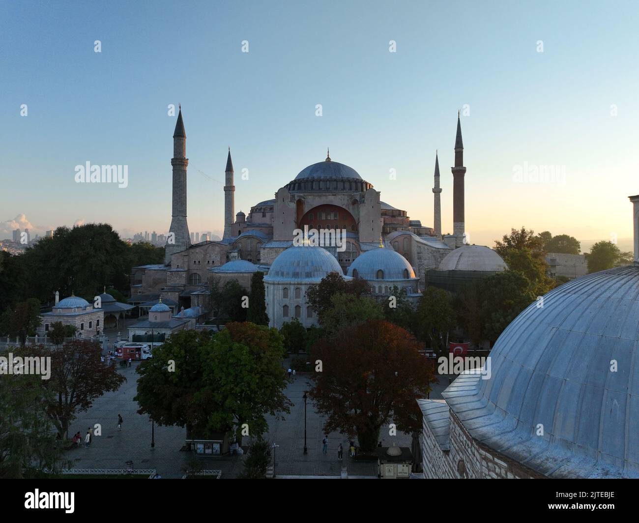 Istanbul, Turkey. Sultanahmet area with the Blue Mosque and the Hagia