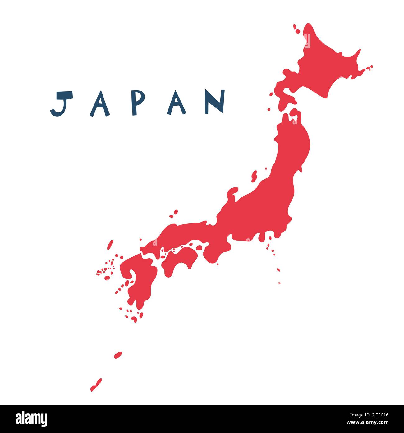 Vector hand drawn stylized map of Japan. East map element. Japanese  Travel illustration. Asia continent atlas Stock Vector