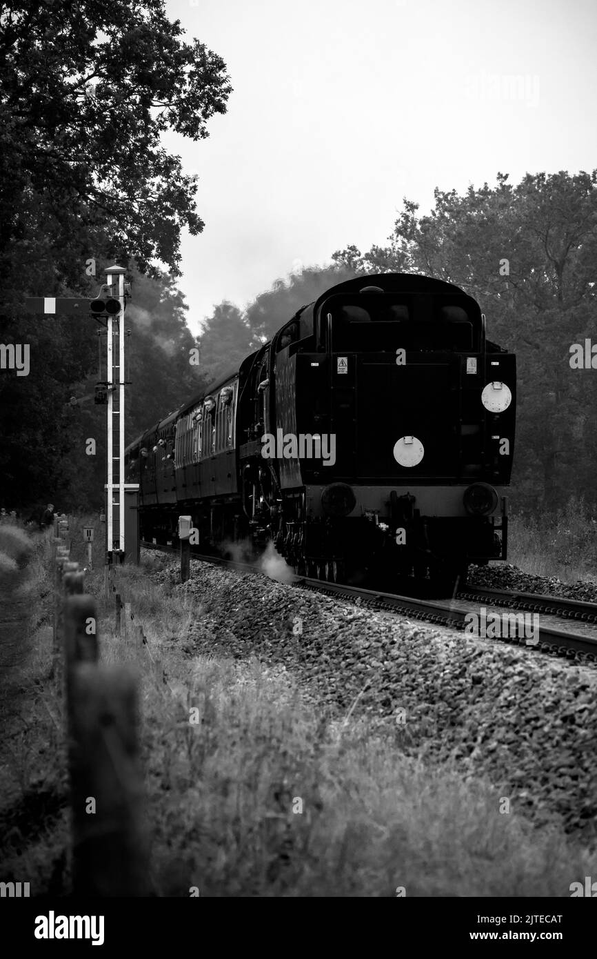 Black and white of Railway Steam Journey Stock Photo